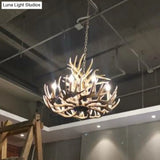 Rustic Wood-Like Resin Deer Horn Chandelier - American Restaurant Pendant Light Fixture