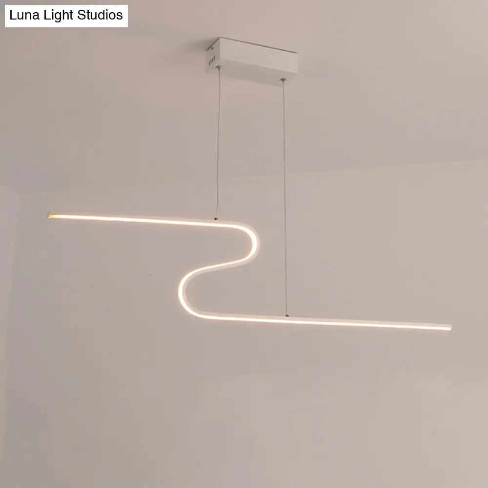 S-Shape Island Pendant Metal Ceiling Lamp In Warm/White Light - Modern Design White / Warm