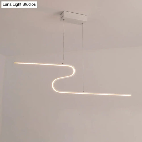 S-Shape Island Pendant Metal Ceiling Lamp In Warm/White Light - Modern Design White / Warm