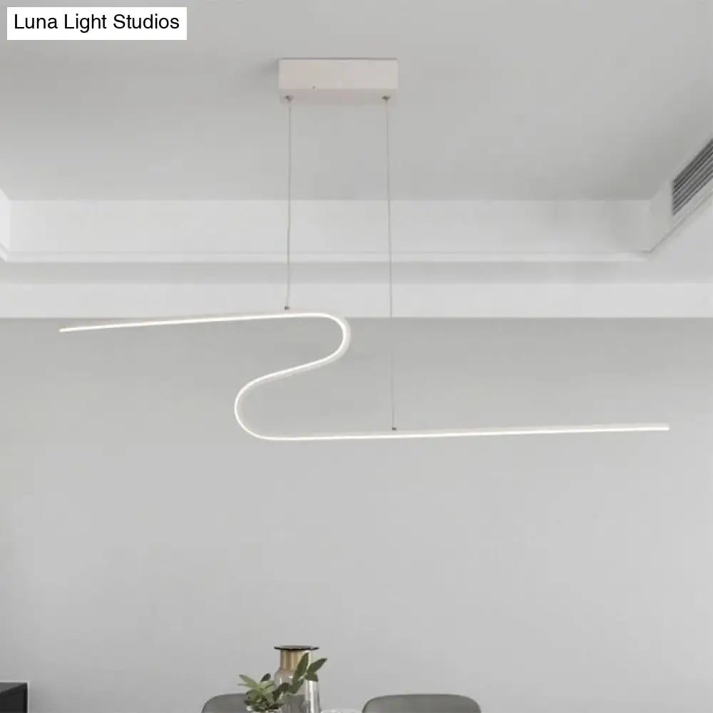 S-Shape Island Pendant Metal Ceiling Lamp In Warm/White Light - Modern Design