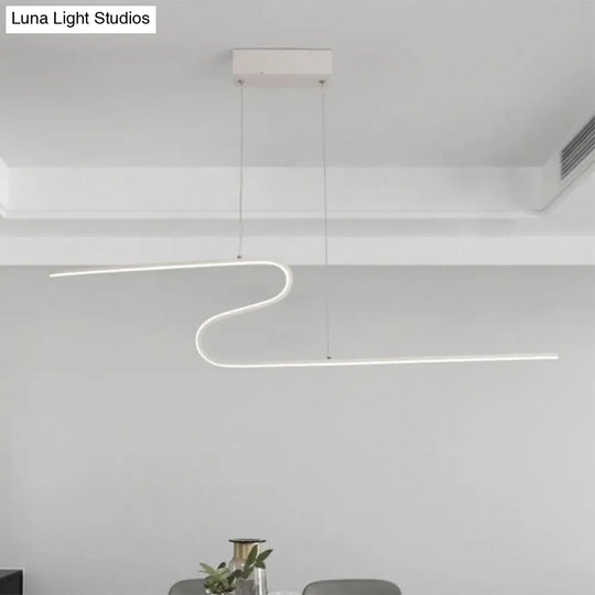 S-Shape Island Pendant Metal Ceiling Lamp In Warm/White Light - Modern Design