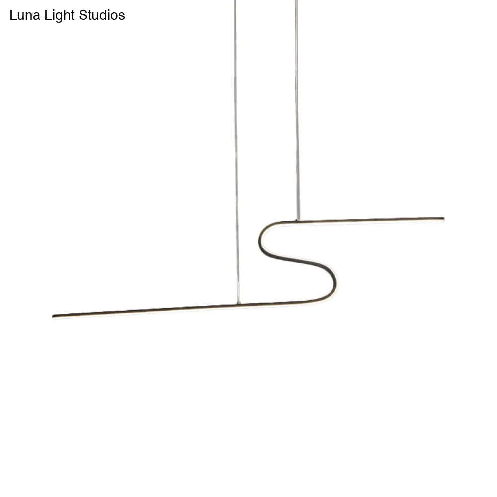 S-Shape Island Pendant Metal Ceiling Lamp In Warm/White Light - Modern Design