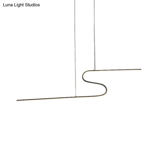 S-Shape Island Pendant Metal Ceiling Lamp In Warm/White Light - Modern Design
