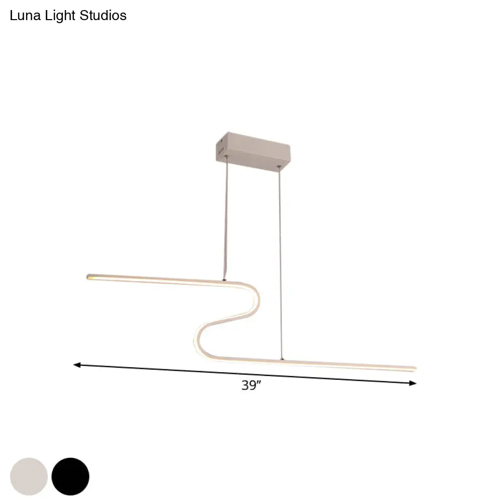 S-Shape Island Pendant Metal Ceiling Lamp In Warm/White Light - Modern Design