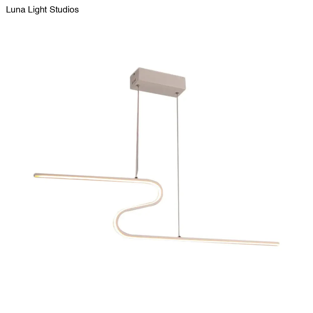 S-Shape Island Pendant Metal Ceiling Lamp In Warm/White Light - Modern Design