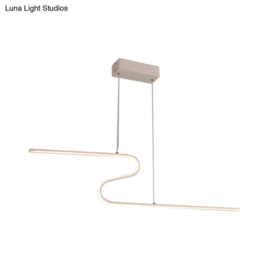 S-Shape Island Pendant Metal Ceiling Lamp In Warm/White Light - Modern Design