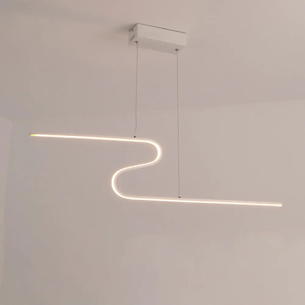S-Shape Island Pendant Metal Ceiling Lamp In Warm/White Light - Modern Design White / Warm