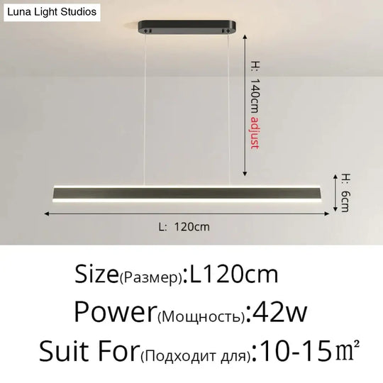 Salix V - Modern Minimalist Led Dimmable Bar Pendant Light Black A 120Cm / With Remote Pendant