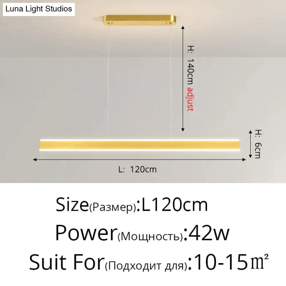 Salix V - Modern Minimalist Led Dimmable Bar Pendant Light Gold A 120Cm / With Remote Pendant