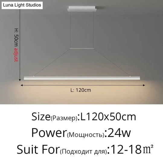 Salix V - Modern Minimalist Led Dimmable Bar Pendant Light White B 120Cm / With Remote Pendant