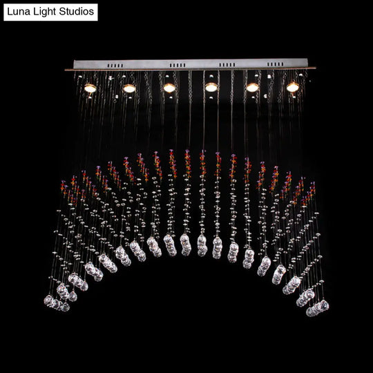 Satin Nickel Crystal Flush Mount Lighting - Perfect For Dining Room