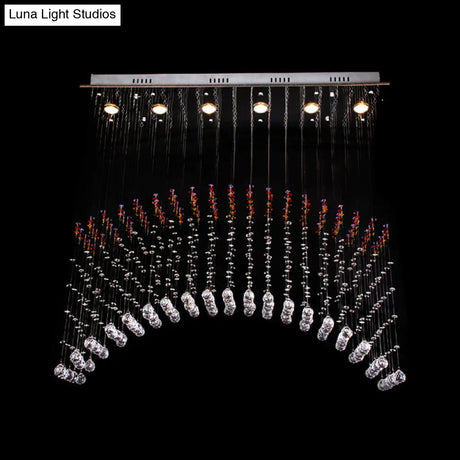 Satin Nickel Crystal Flush Mount Lighting - Perfect For Dining Room