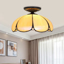 Scalloped Ceiling Tiffany White Metal Flush Mount Light Fixture - 1 For Bedroom