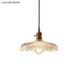 Scalloped Edge Glass Pendant Ceiling Light For Restaurants - Industrial Style