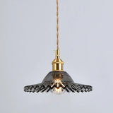 Scalloped Edge Pendant Light - Vintage Industrial Glass Hanging For Living Room Smoke Gray