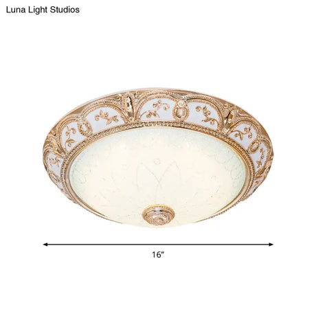 Scalloped Flushmount Cream Glass Led Ceiling Light Antiqued Cutouts Gold Finish - Sizes 14’/16’/19.5