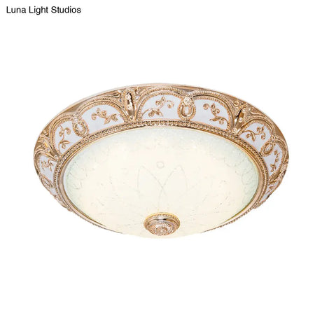 Scalloped Flushmount Cream Glass Led Ceiling Light Antiqued Cutouts Gold Finish - Sizes 14’/16’/19.5