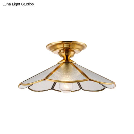 Scalloped Foyer Flush Mount Ceiling Light Fixture With Brass Finish - 12’/16’ Diameter