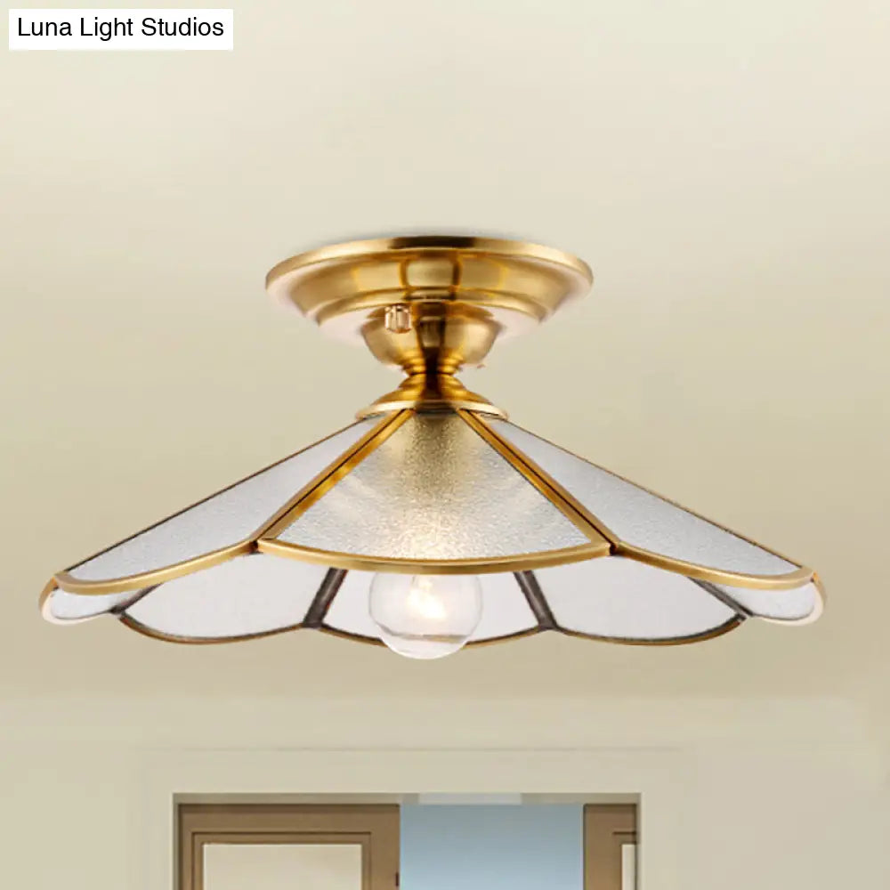 Scalloped Foyer Flush Mount Ceiling Light Fixture With Brass Finish - 12’/16’ Diameter