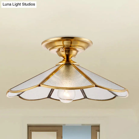 Scalloped Foyer Flush Mount Ceiling Light Fixture With Brass Finish - 12’/16’ Diameter