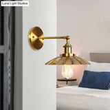 Scalloped Vintage Wall Lamp: Rotatable Metallic Light In Rustic Dark/White
