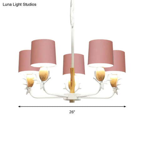 Scandinavian Deer Horn Chandelier - Stylish Metal Wood Hanging Light For Living Room
