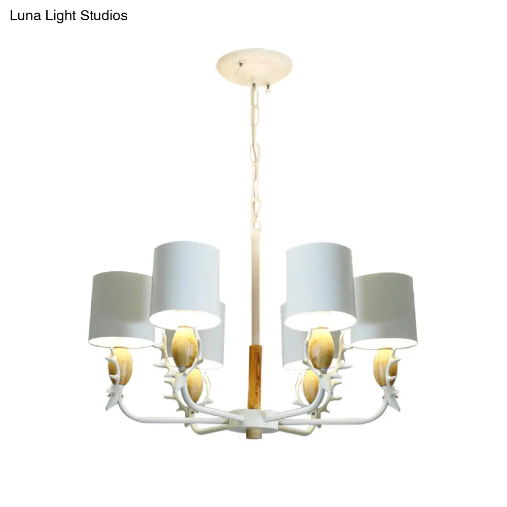 Scandinavian Deer Horn Chandelier - Stylish Metal Wood Hanging Light For Living Room