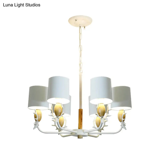 Scandinavian Deer Horn Chandelier - Stylish Metal Wood Hanging Light For Living Room