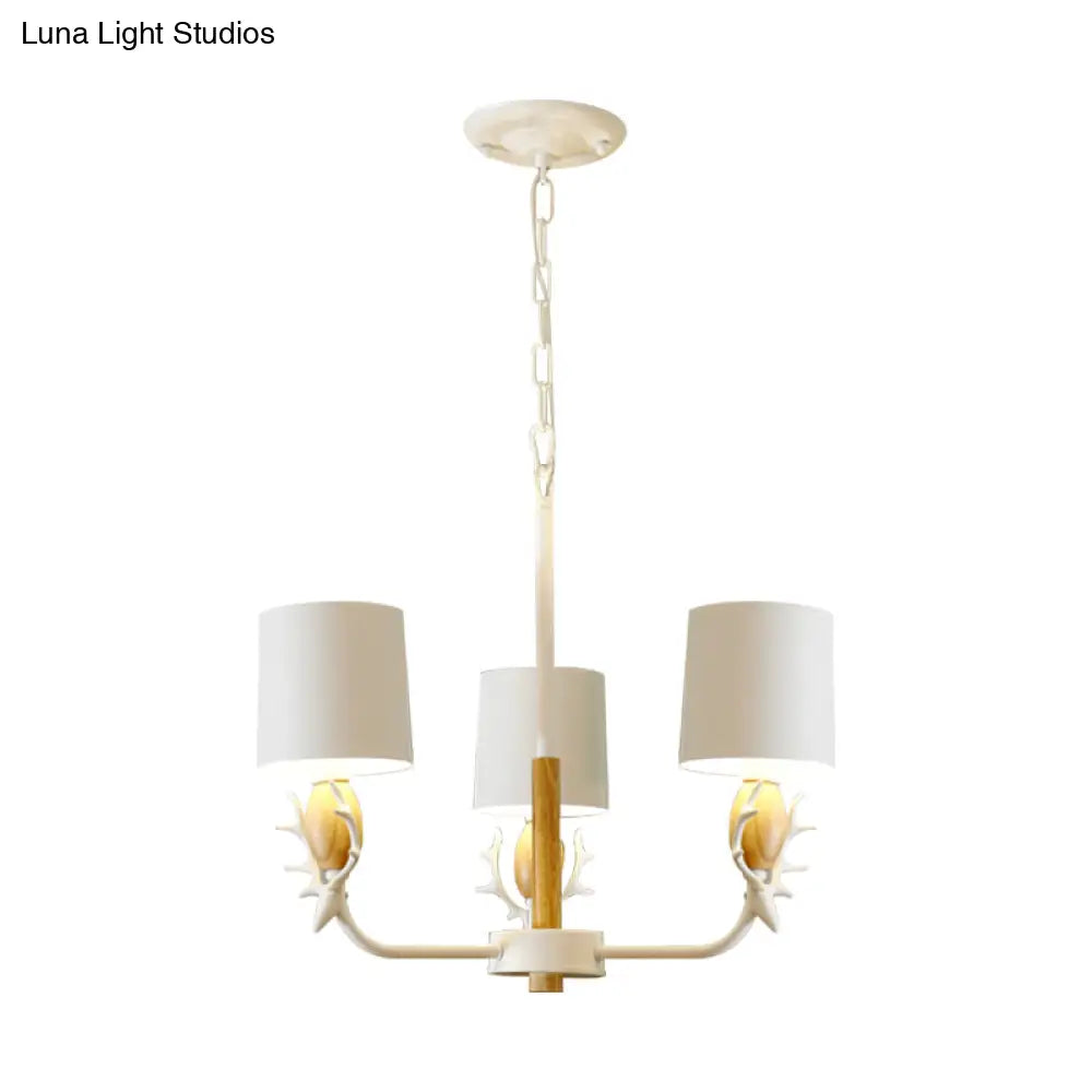 Scandinavian Deer Horn Chandelier - Stylish Metal Wood Hanging Light For Living Room