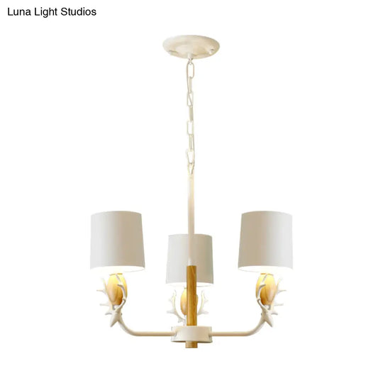 Scandinavian Deer Horn Chandelier - Stylish Metal Wood Hanging Light For Living Room