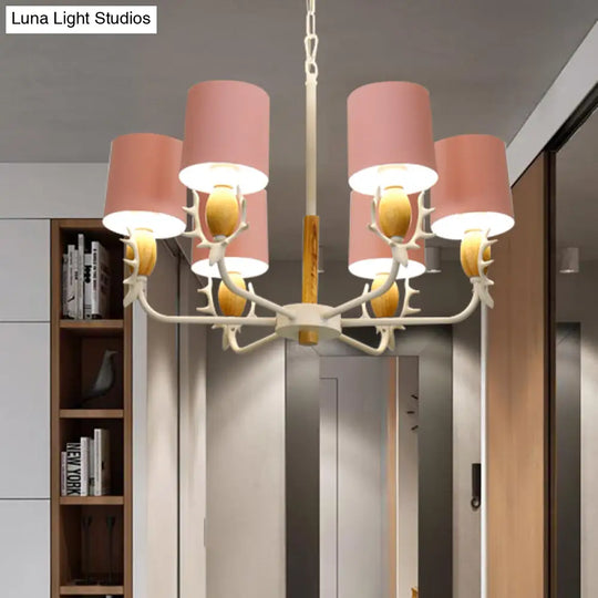 Scandinavian Deer Horn Chandelier - Stylish Metal Wood Hanging Light For Living Room