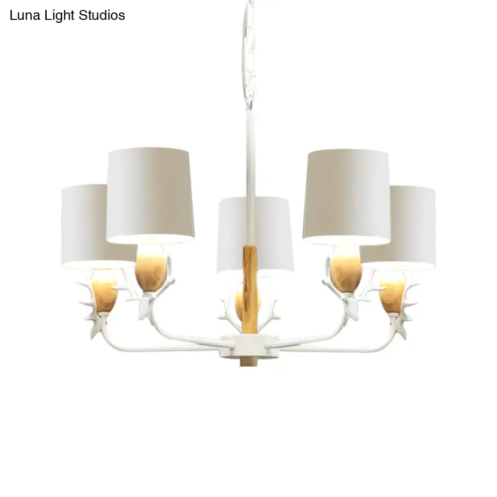 Scandinavian Deer Horn Chandelier - Stylish Metal Wood Hanging Light For Living Room