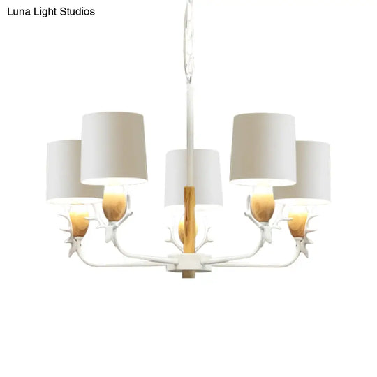 Scandinavian Deer Horn Chandelier - Stylish Metal Wood Hanging Light For Living Room