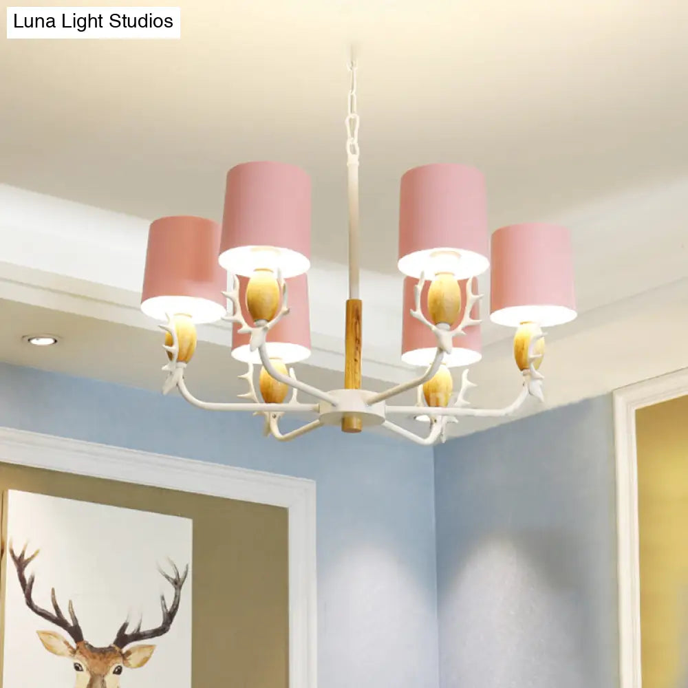 Scandinavian Deer Horn Chandelier - Stylish Metal Wood Hanging Light For Living Room