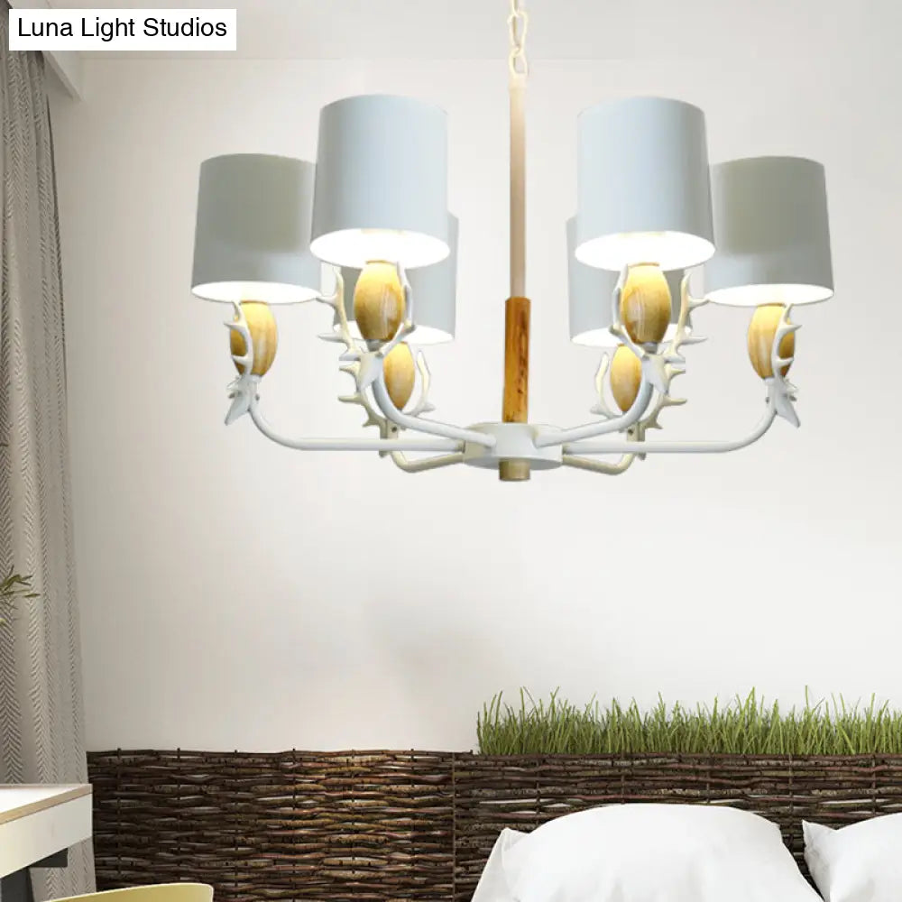 Scandinavian Deer Horn Chandelier - Stylish Metal Wood Hanging Light For Living Room