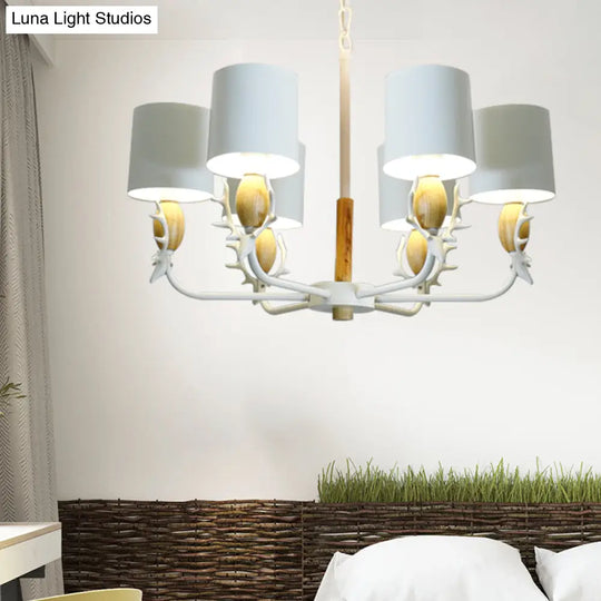 Scandinavian Deer Horn Chandelier - Stylish Metal Wood Hanging Light For Living Room