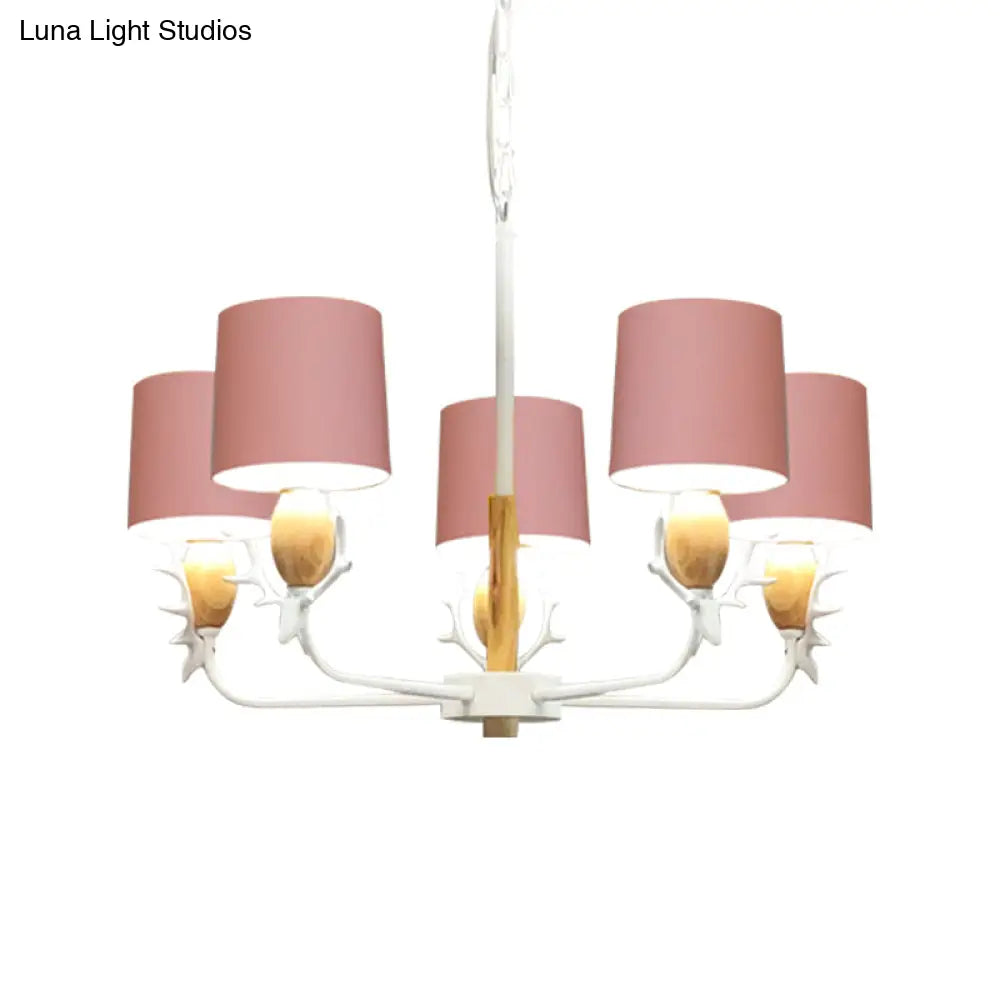 Scandinavian Deer Horn Chandelier - Stylish Metal Wood Hanging Light For Living Room