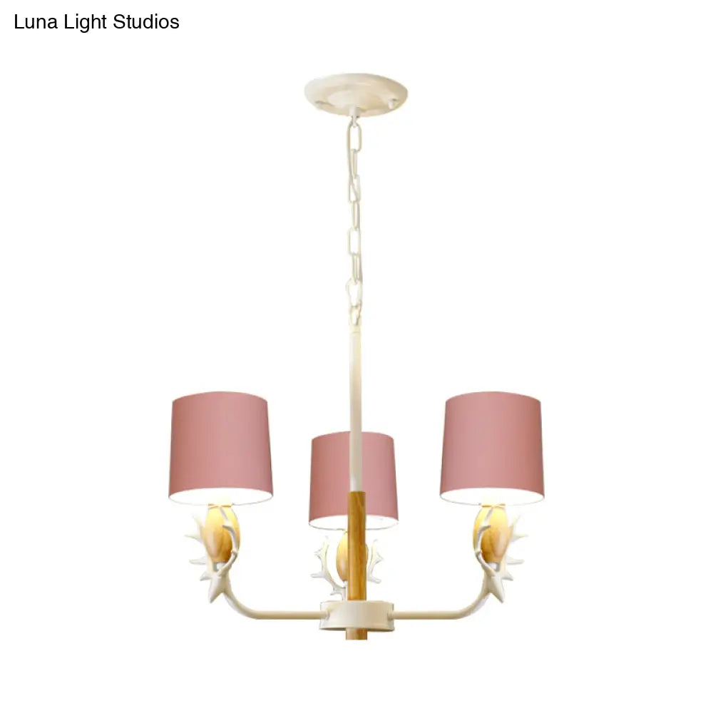 Scandinavian Deer Horn Chandelier - Stylish Metal Wood Hanging Light For Living Room