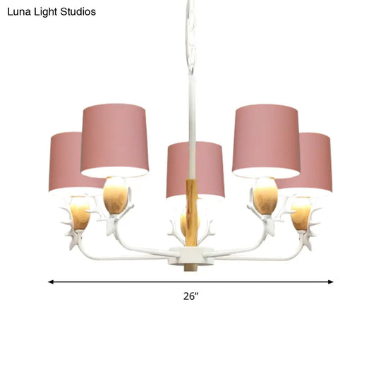 Scandinavian Deer Horn Chandelier - Stylish Metal Wood Hanging Light For Living Room
