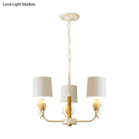 Scandinavian Deer Horn Chandelier - Stylish Metal Wood Hanging Light For Living Room