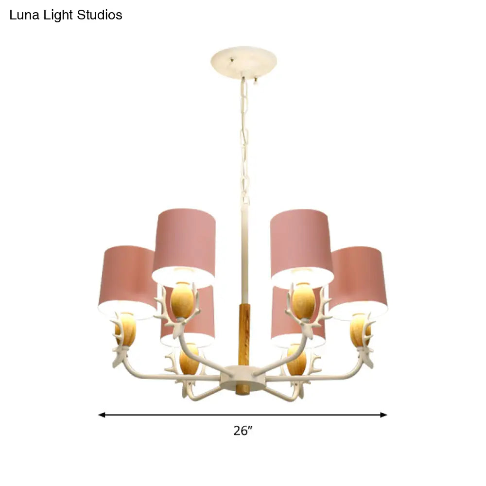 Scandinavian Deer Horn Chandelier - Stylish Metal Wood Hanging Light For Living Room