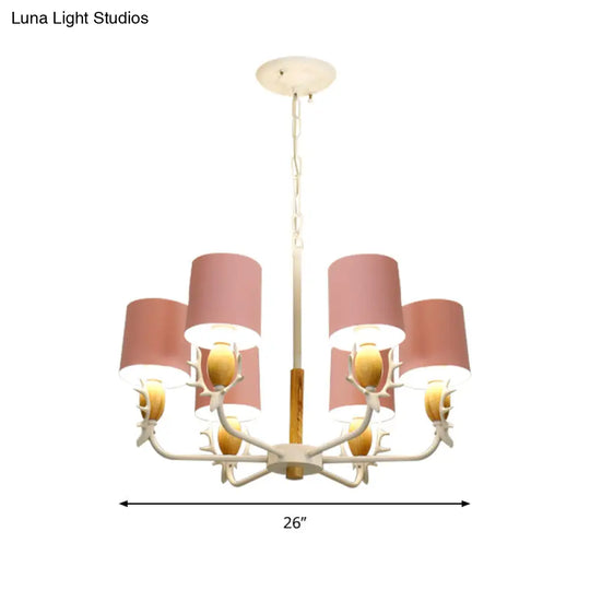 Scandinavian Deer Horn Chandelier - Stylish Metal Wood Hanging Light For Living Room