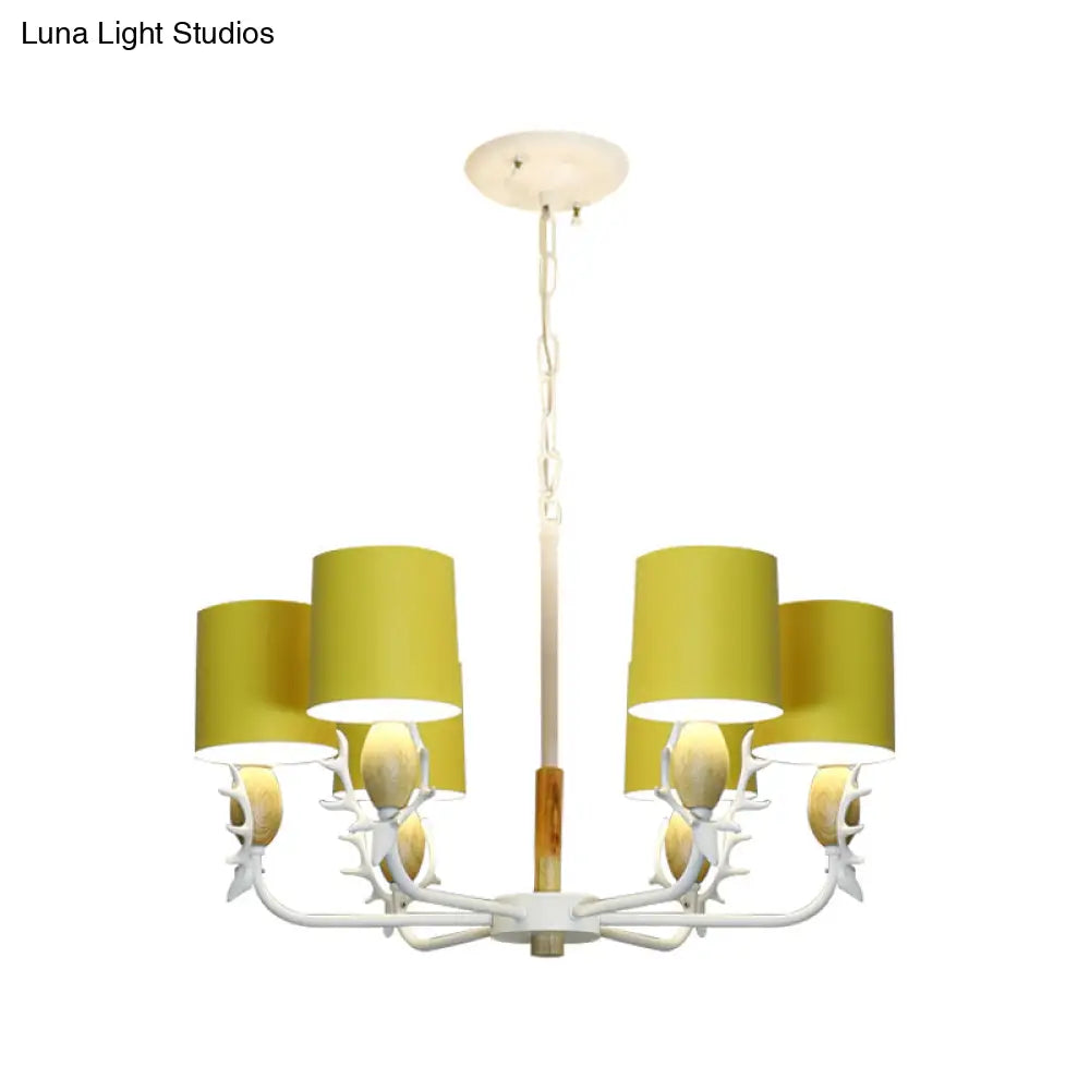 Scandinavian Deer Horn Chandelier - Stylish Metal Wood Hanging Light For Living Room