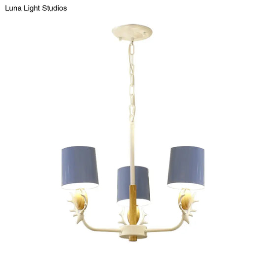 Scandinavian Deer Horn Chandelier - Stylish Metal Wood Hanging Light For Living Room