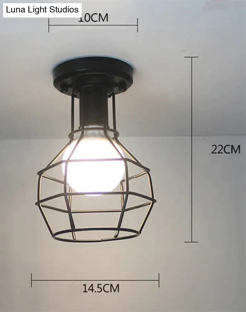 Scarlett Vintage Industrial Iron Cage Led Ceiling Lights 17 Ceiling