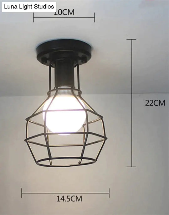 Scarlett Vintage Industrial Iron Cage Led Ceiling Lights 17 Ceiling