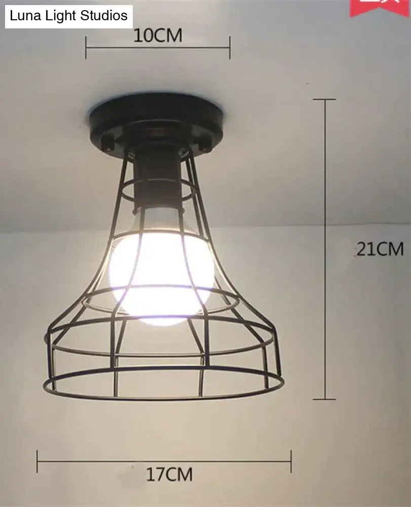 Scarlett Vintage Industrial Iron Cage Led Ceiling Lights Ceiling