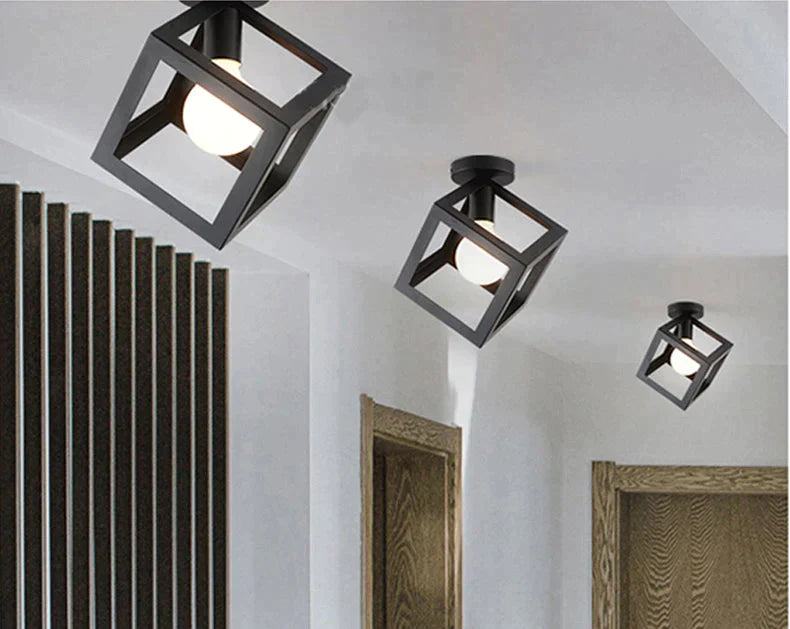 Scarlett Vintage Industrial Iron Cage Led Ceiling Lights Ceiling