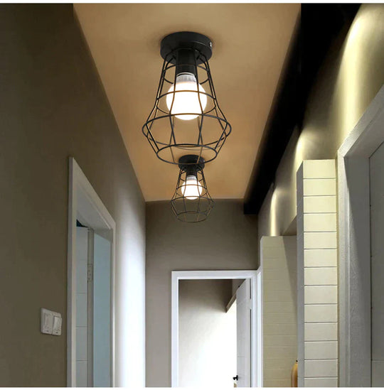 Scarlett Vintage Industrial Iron Cage Led Ceiling Lights Ceiling