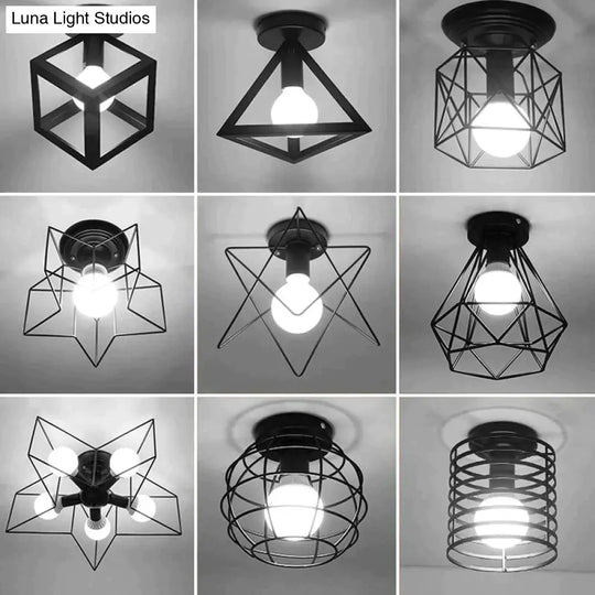 Scarlett Vintage Industrial Iron Cage Led Ceiling Lights Ceiling